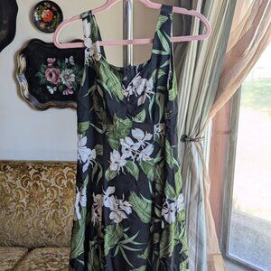 Vintage Two Palms Tropical Print Dress XS